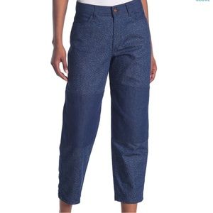 Rodebjer Eszti Print Denim Pants Size 26 In Navy High Rise Women Cotton Blend